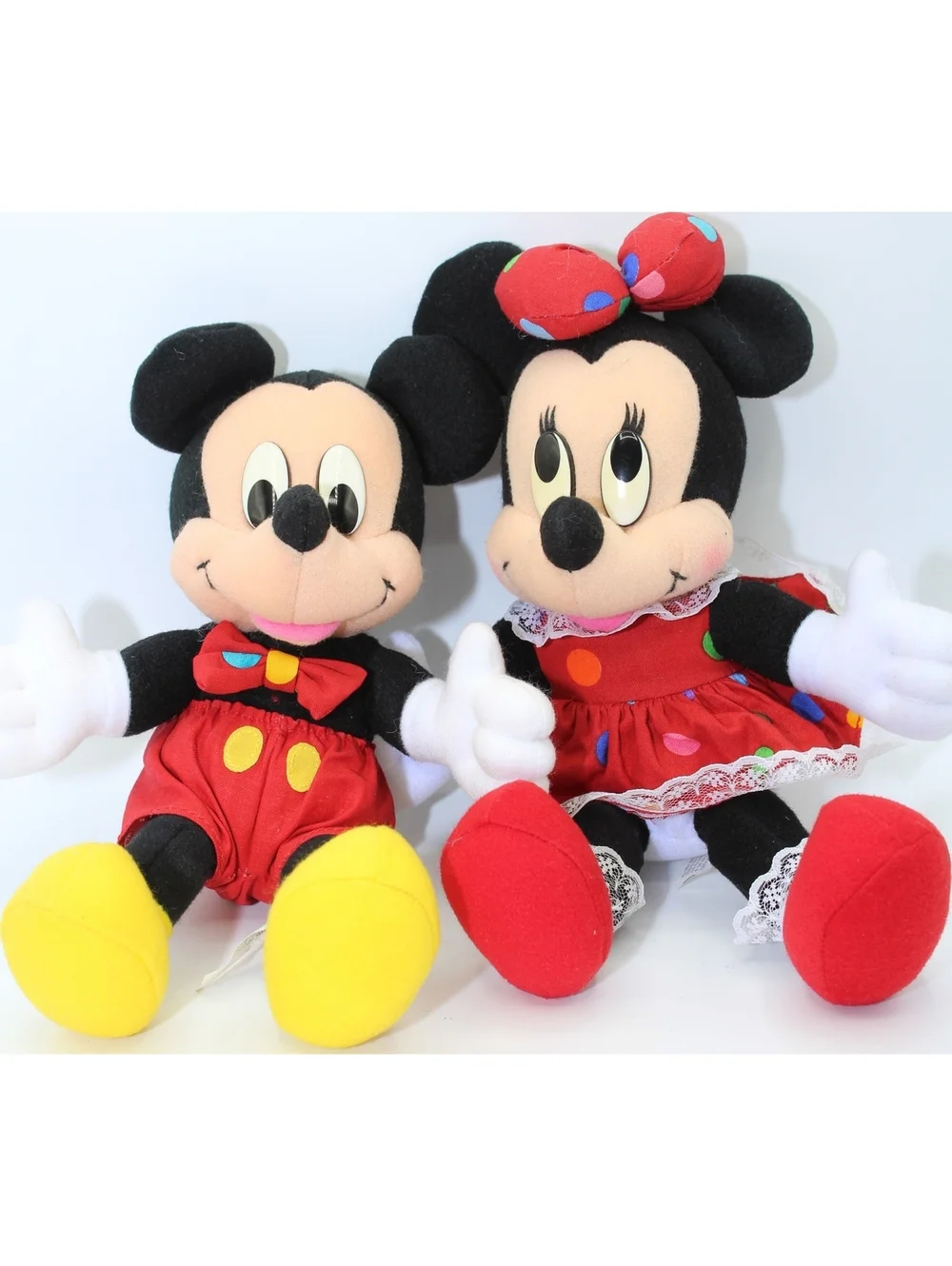 Vintage Walt Disney Collectible Mickey & Minnie Mouse Polka Plush Mattel Lot 2